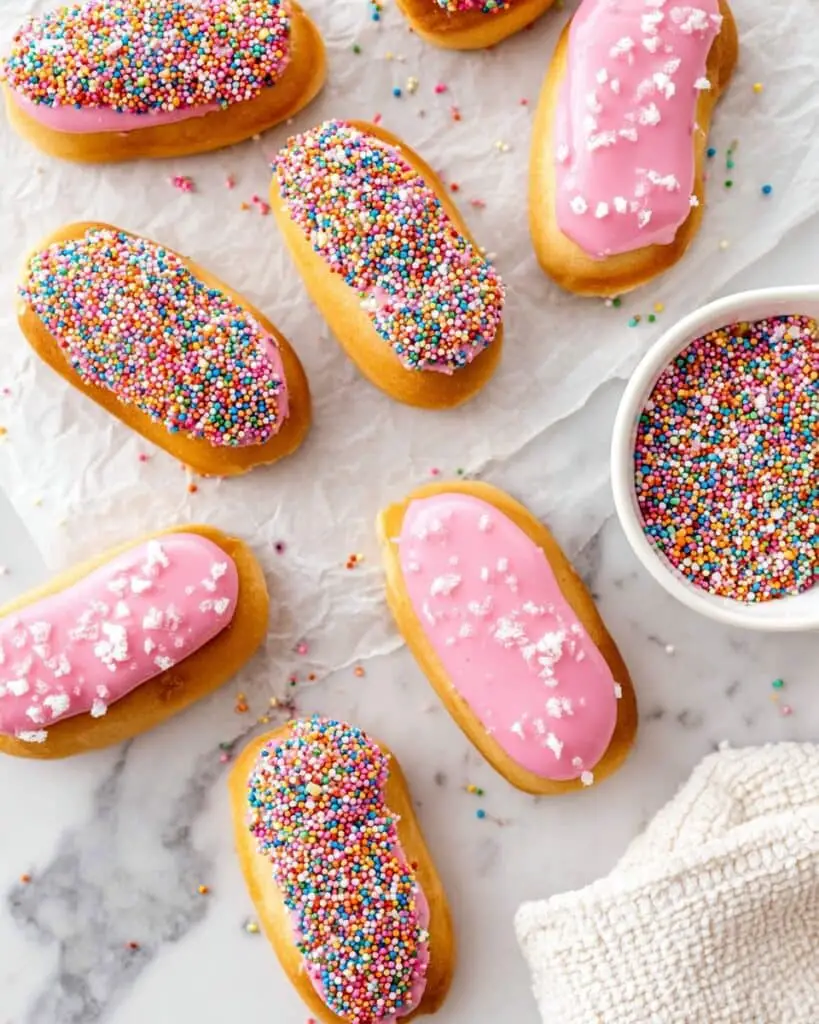 Pink Iced Finger Buns with Sultanas Recipe