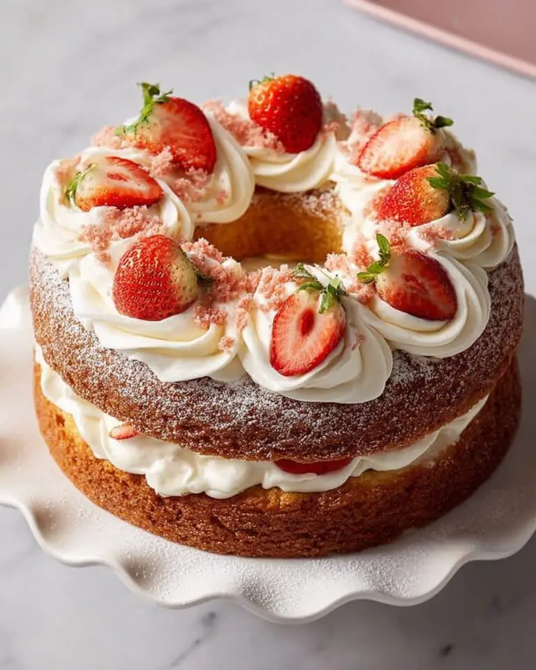 Layered Strawberry Bundt Cake with Buttercream and Whipped Cream Recipe