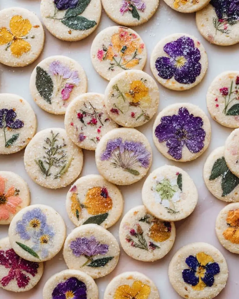 Edible Flower Pistachio Gluten-Free Shortbread Cookies Recipe