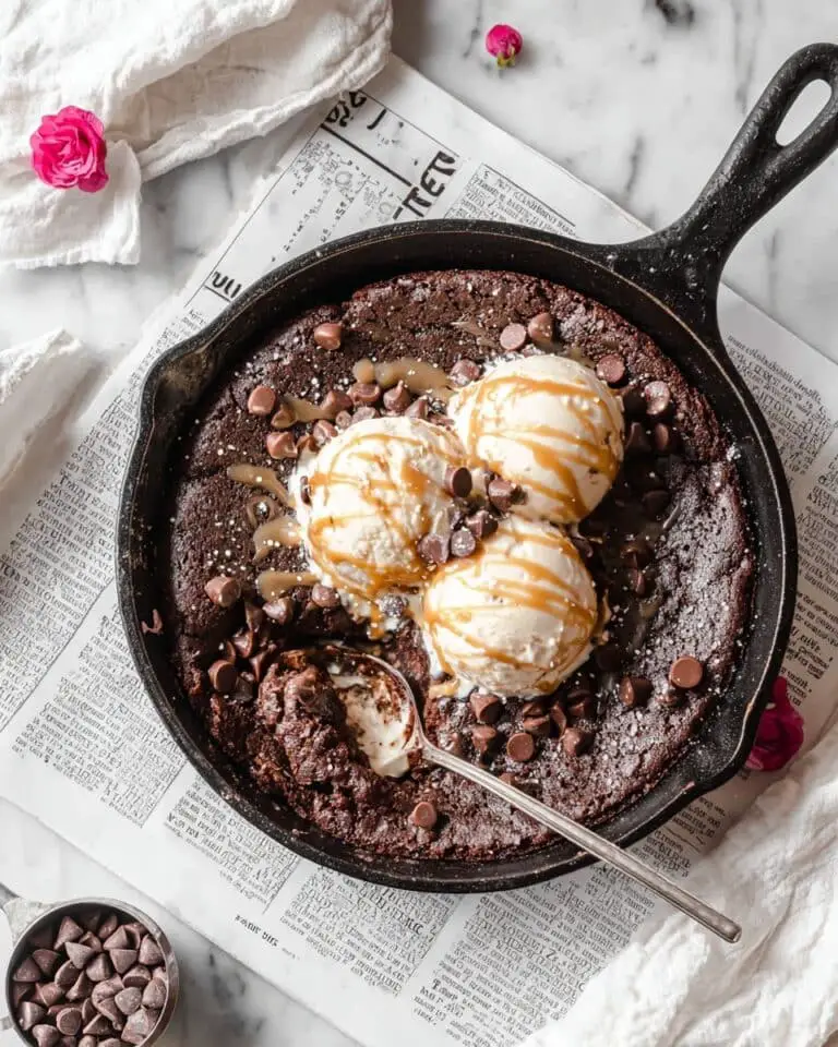 Gluten-Free Skillet Brownie with Raspberries and Greek Yogurt Recipe