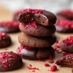 Chocolate Shortbread with Melted Dark Chocolate and Raspberry Sprinkles Recipe