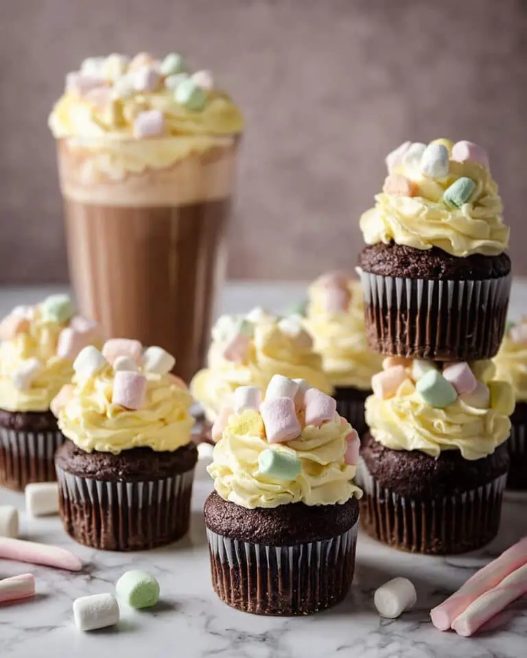 Hot Chocolate Cupcakes with Marshmallow Frosting Recipe