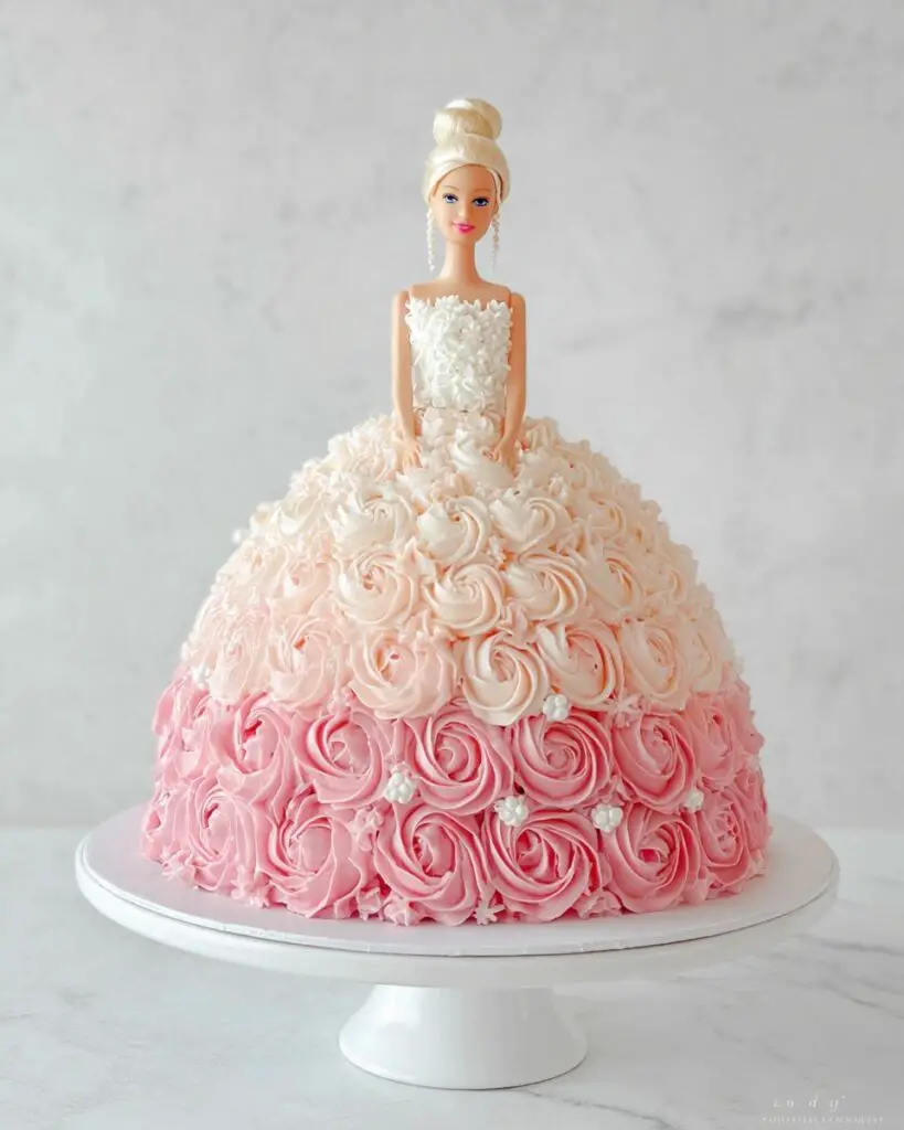 Barbie Cake with Rosette Decor Recipe