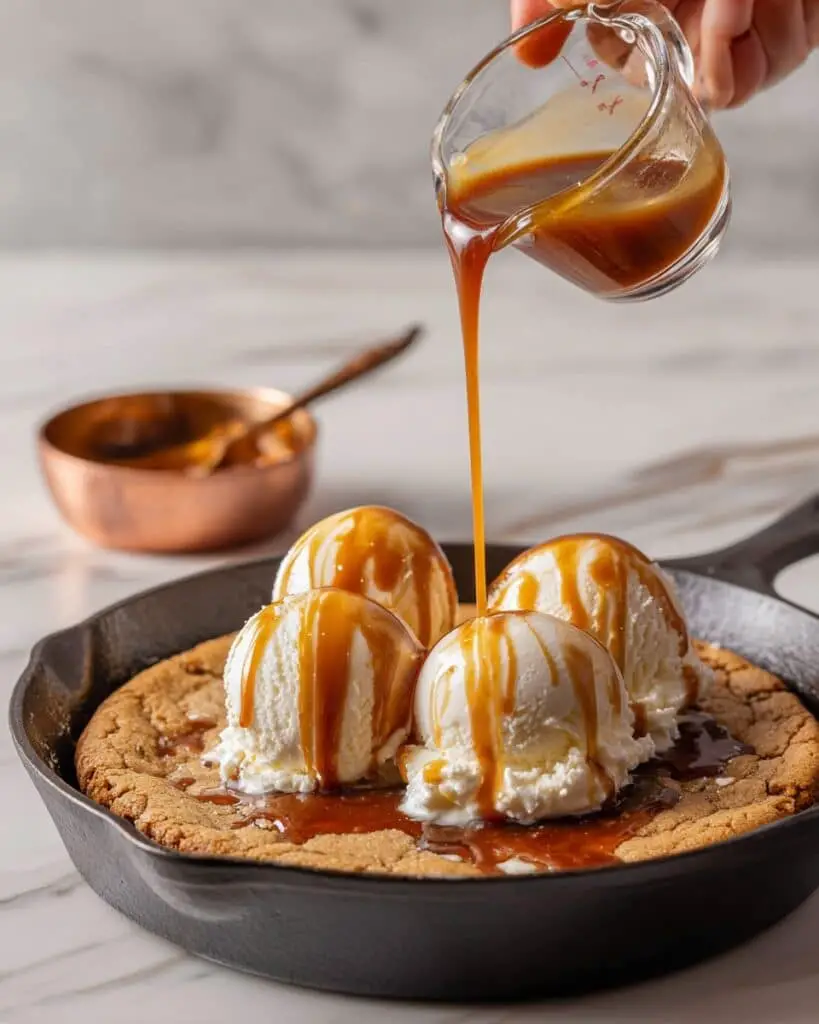 Chocolate Chip Caramel Skillet Cookie Recipe