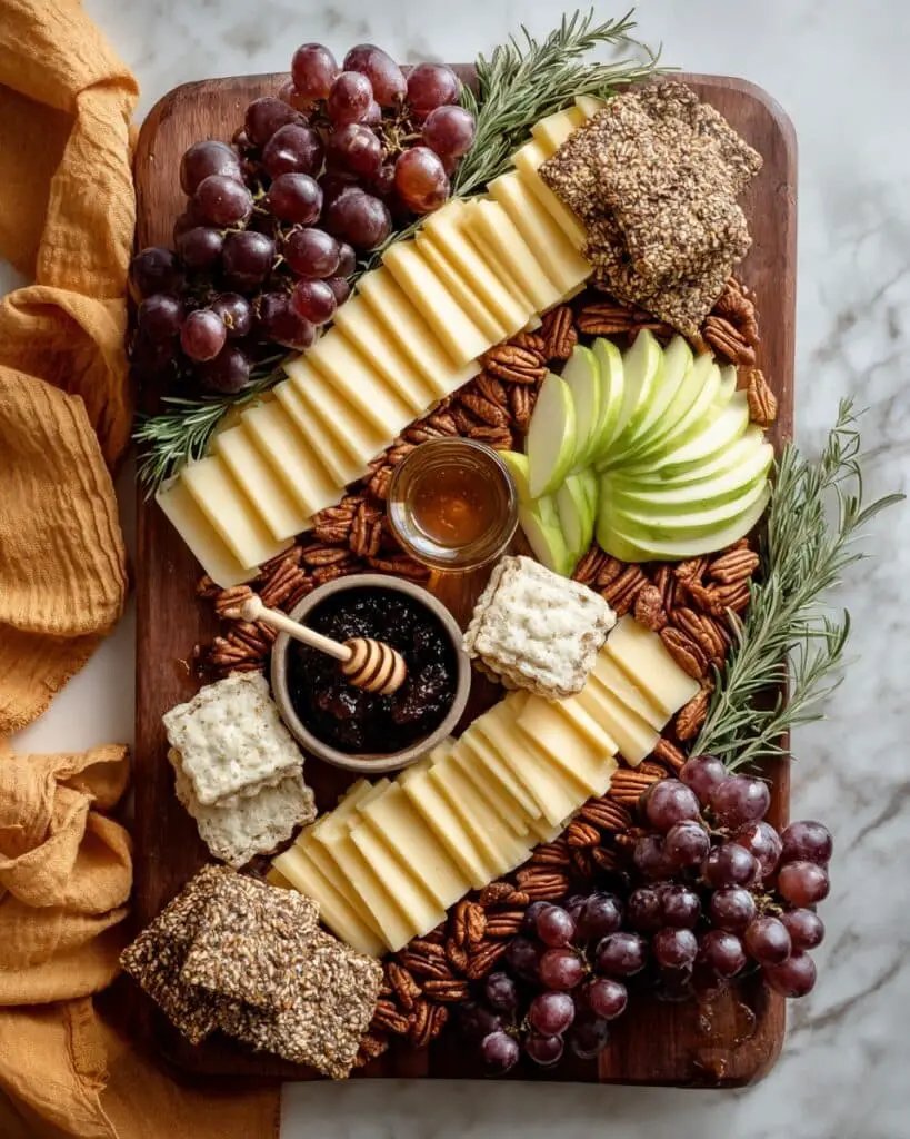 Fruit and Cheese Platter with Nuts, Crackers, and Fresh Herbs Recipe