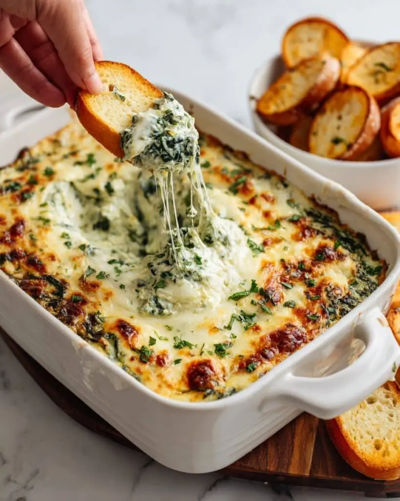 Creamy Spinach Dip with Mozzarella and Parmesan Recipe