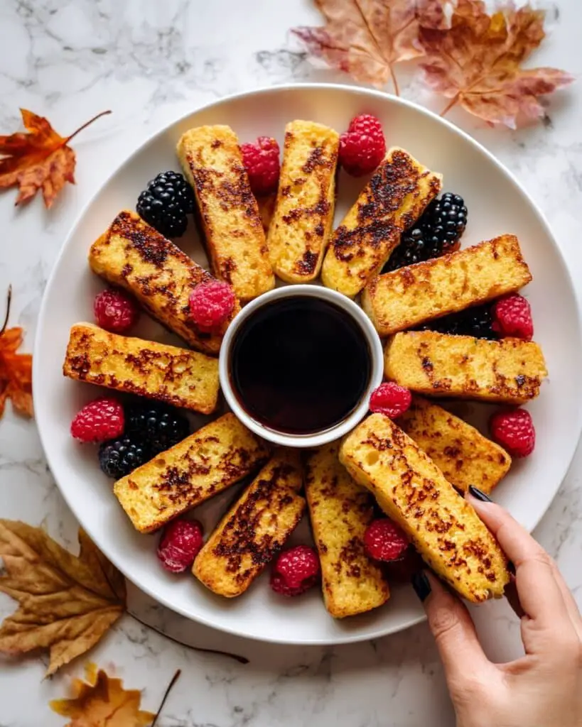 French Toast Sticks with Berries and Maple Syrup Recipe