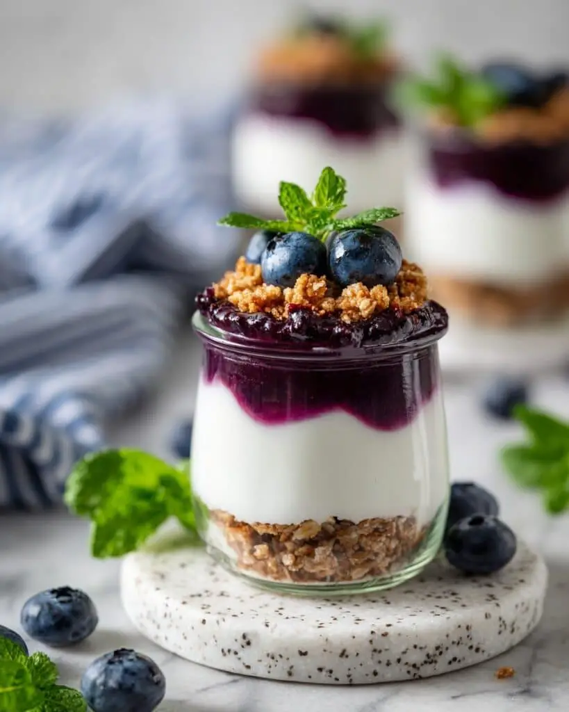 Blueberry Parfait with Homemade Blueberry Sauce and Granola Recipe