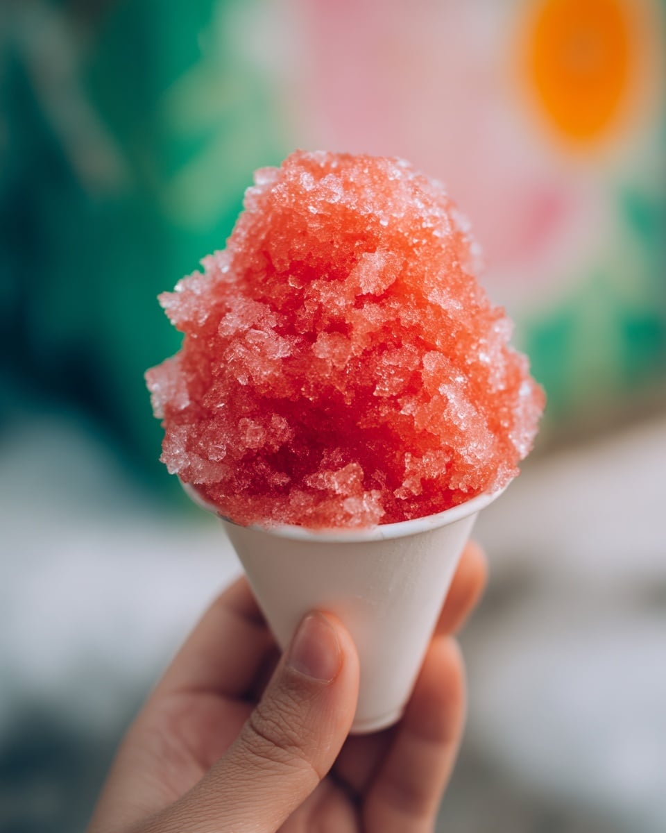 Five cups of shaved ice with different syrup colors, arranged on a white wire rack over a red and white checkered cloth on a white marbled surface. The cups are white and filled to the top with crushed ice covered in bright red, light orange, two shades of green, and yellow syrups. There are colorful straws in yellow, pink, orange, and green scattered around the cups, adding a fun look. The ice texture looks soft and crunchy, with syrup soaked evenly over each cup top photo taken with an iphone --ar 4:5 --v 7