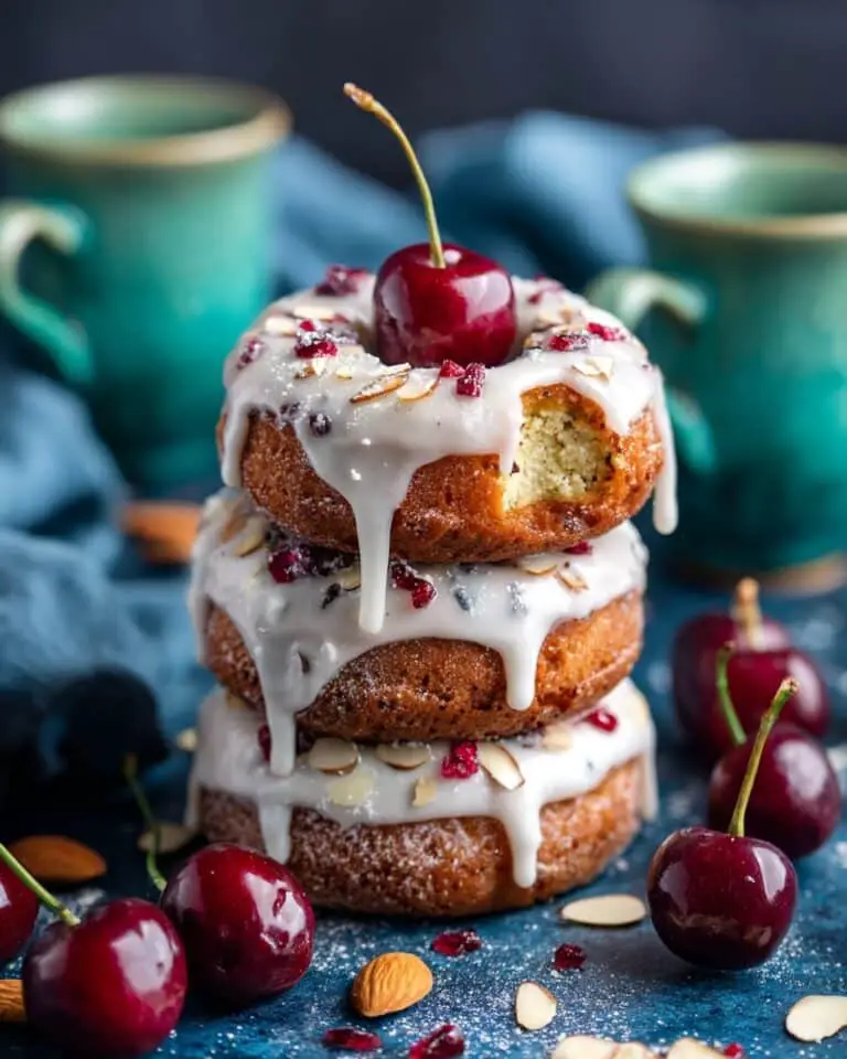 Baked Cherry Bakewell Doughnuts Recipe
