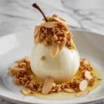 Poached Pears with Ginger Cream and Gingersnap Oat Crisp Recipe