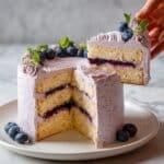 Blueberry Chiffon Cake with Blueberry Compote and Whipped Cream Recipe