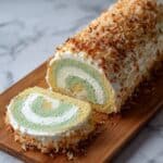 Pandan Swiss Roll with Toasted Coconut Flakes Recipe