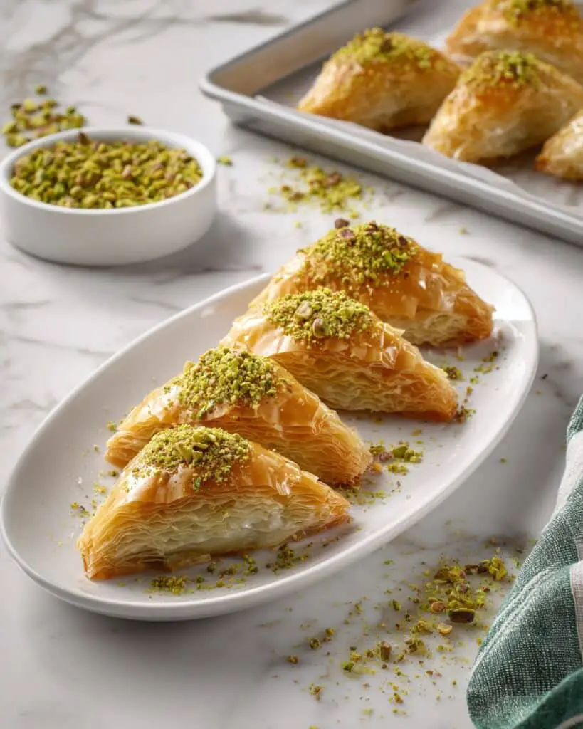 Shaabiyat (Middle Eastern Phyllo Pastries with Rose Water and Pistachios) Recipe