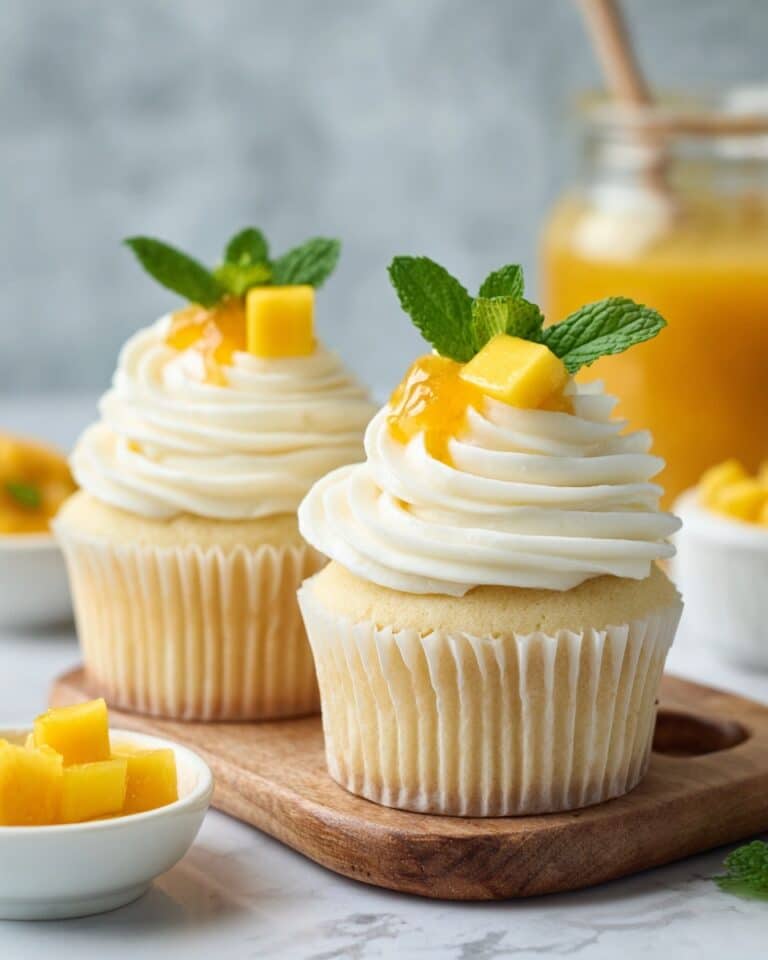 Mango Cupcakes with Mango Curd and Swiss Meringue Buttercream Recipe