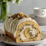 Banana Cream Cheese Cake Roll with Pecans Cranberries and Ginger Recipe