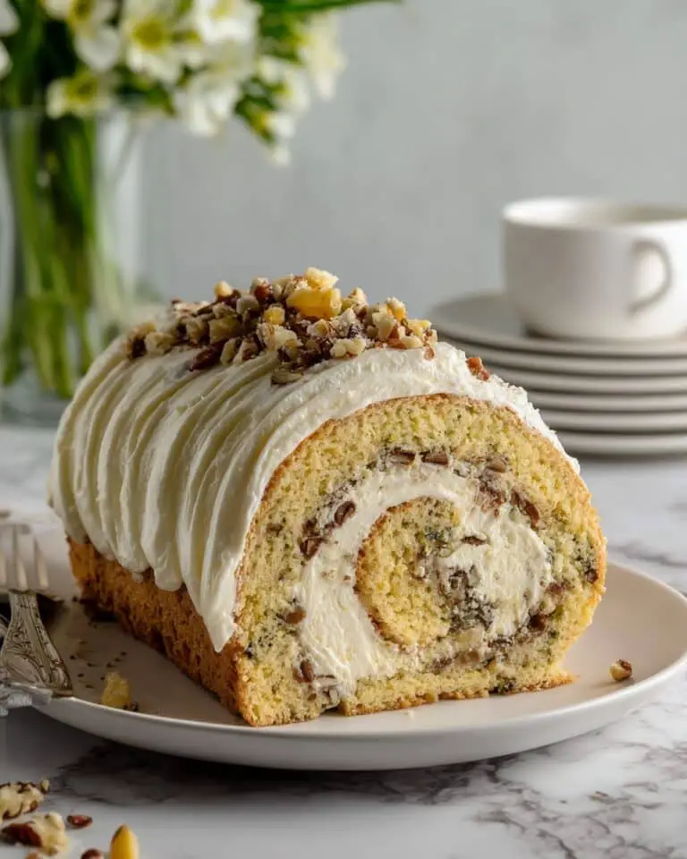 Banana Cream Cheese Cake Roll with Pecans Cranberries and Ginger Recipe
