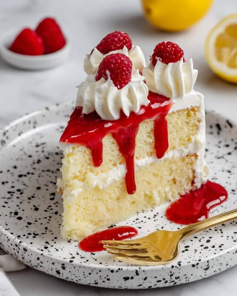 Amish Lemon Sponge Pie with Raspberry Topping Recipe